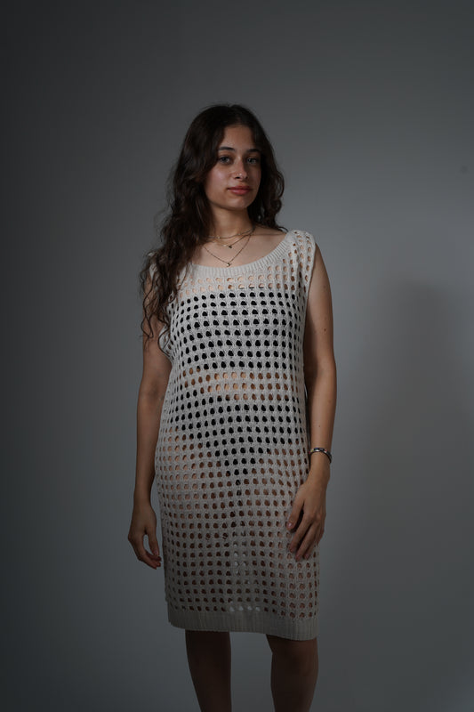 Beige crochet Cover-Up dress