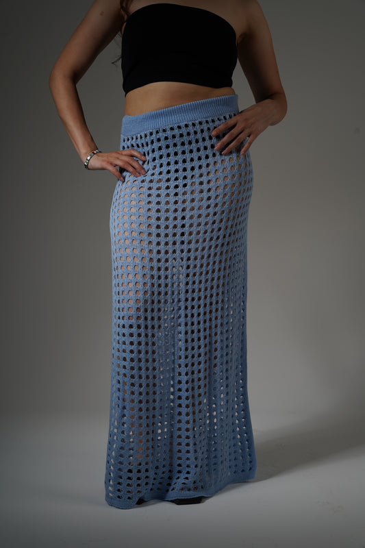 Sky blue crochet cover-up skirt